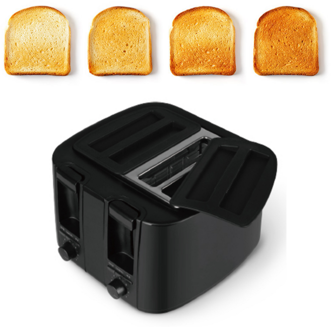듀얼 4구 7단계 식빵 토스트기 벌레방지 뚜껑 옵션, 블랙 토스터+검정뚜껑