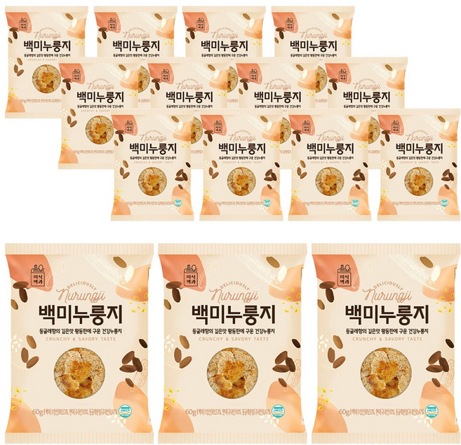 미식백과 구수한 건강 백미 누룽지 60g, 15개