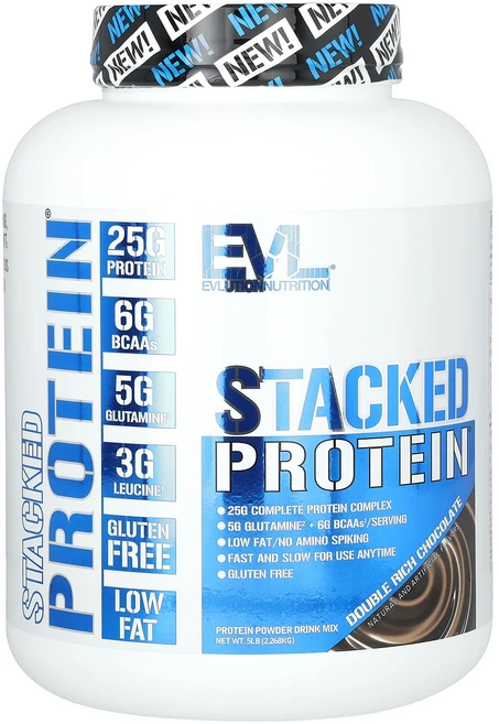몸관리하세요 겨울입니다 EVLution Nutrition Stacked Protein 더블 리치 초콜릿 맛 2.268kg(5lb) 특별관리진행, EVLutionNutritionStackedProtei, 2.268kg, 1개 - 쿠팡