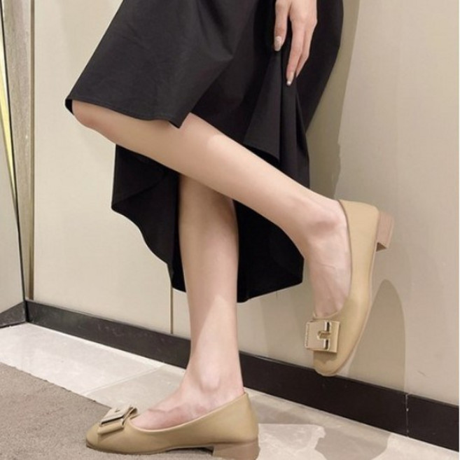 MIROSE 여성 사각장식플랫슈즈 리본단화 로퍼 구두 여성화 +미니니구두주걱