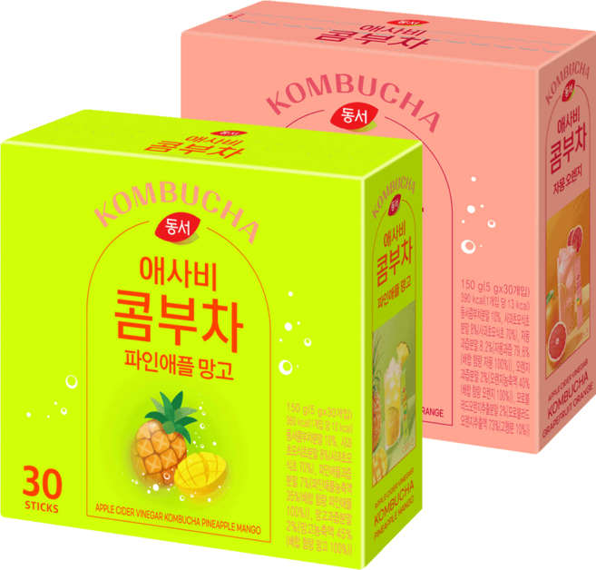 동서 애사비 콤부차 파인애플망고 30T+자몽오렌지30T