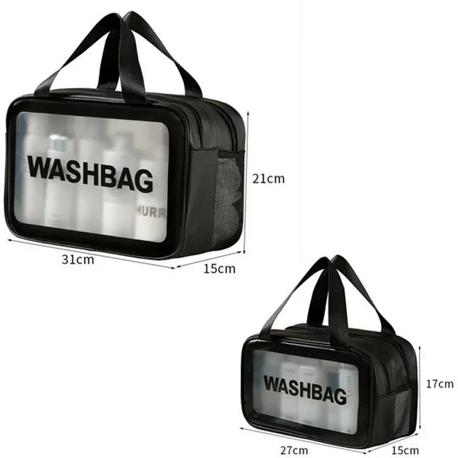 새로운 두꺼운 건식 분리 파티션 세면 용품 가방 여행 해변 수영장 목욕을위한 휴대용 더블 레이어 화장품, 11 Thin 2pcs set black