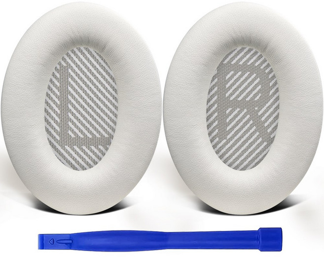 SOULWIT 교체용 양가죽 이어패드-호환 모델 보스 콰이어트컴포트 Bose QuietComfort 35 QC35/QC35 II 헤드폰 소음 차단 폼 두께 추가 1쌍, LS White, 1개