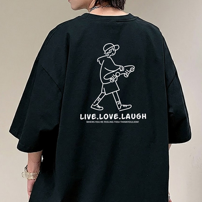 JBOOM 남자 오버핏 반팔티 프린트 티셔츠