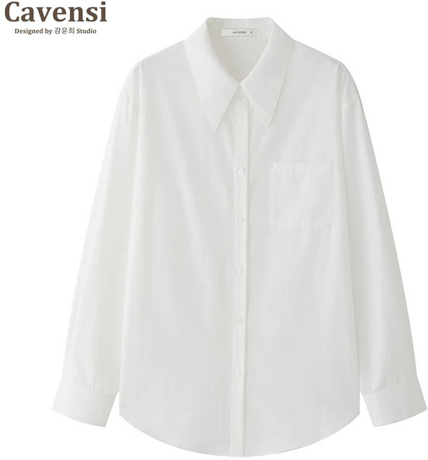 Cavensi 白襯衫女 長袖襯衫 職業襯衫 寬鬆工作服 大尺碼正裝 白襯衣
