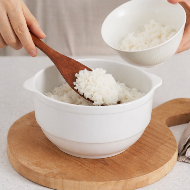 뚝당 뚝배기 저당밥솥 전자레인지 다이어트 밥솥, 1개, 화이트