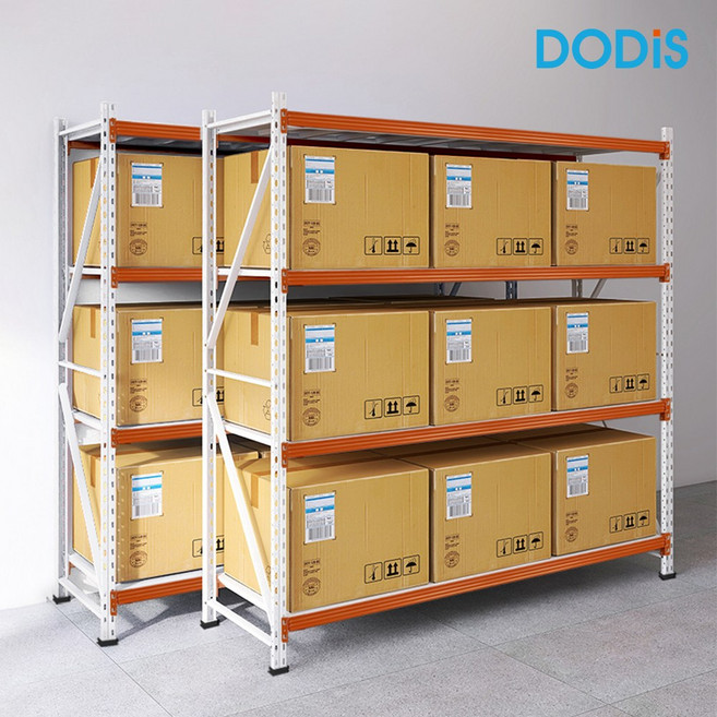 도디스 코어 중량랙 단당 200kg 하중 튼튼한 철제선반 무볼트 조립식 앵글 경량랙 물류 창고 파렛트랙, 4단, 아이보리