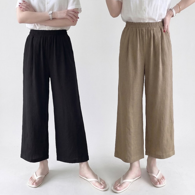 [2장] 에이플심플 여성 찰랑 8부 쿨 와이드팬츠