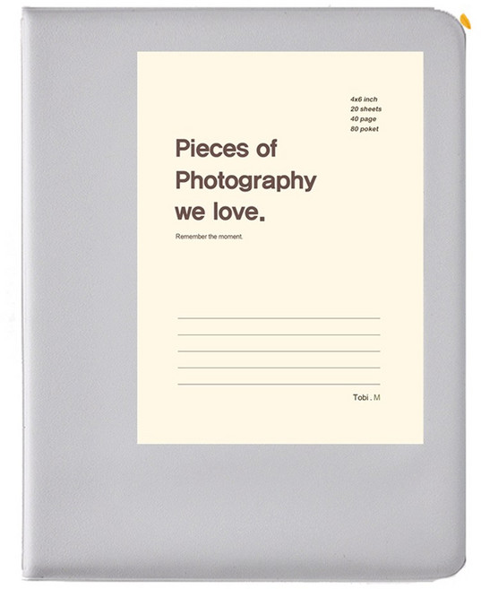 문구백서 4X6 사진 포켓 앨범 포켓식 포토 포카바인더 콜렉트북 티켓북, 4x5, 흑지, 그레이