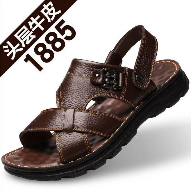 無品牌 男士涼鞋 夏季新款防滑真皮外穿軟底百搭