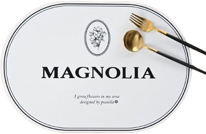 포시엘라 실리콘 식탁 테이블 매트 방수 그레이스 가든, 화이트, 430mm X 300mm X 1mm, 1개