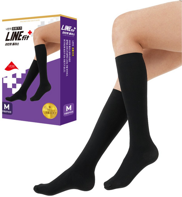 라인핏플러스 1등급 의료용 프리미엄 종아리 압박밴드 (종아리형 무릎발트임형 허벅지확장형 무릎발막힘형 발막힘팬티형), 종아리/무릎형, 1개