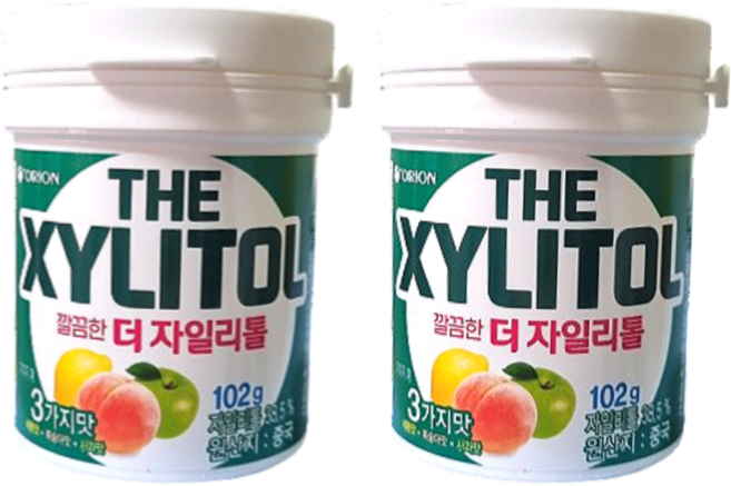 오리온 더 자일리톨 용기 펌프껌 졸음껌 구취제거, 102g, 2개