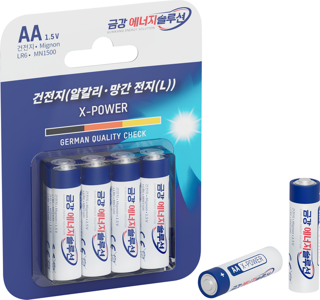 20개입 1박스 대용량 AA알카라인건전지 (금강) KC인증 독일기술 배터리 친환경 고출력 고성능 고사양 알카리전지 금강에너지솔루션, 1개