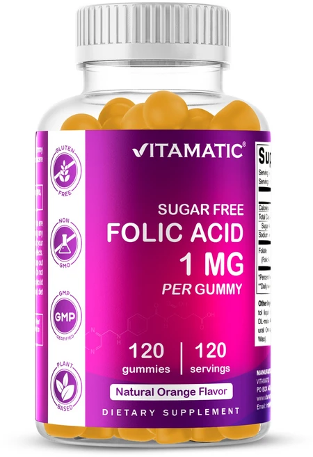비타매틱 엽산 구미 1000 mcg (1 mg) 비타민 B9 120정, 1개 - 쿠팡