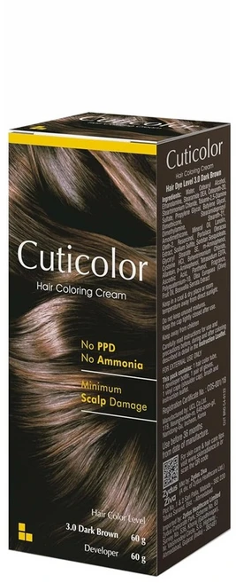 Cuticolor 영구 헤어 컬러 크림 다크 브라운 60g, 큐티컬러 다크 브라운(1팩), 120g(1팩), 1 - 쿠팡