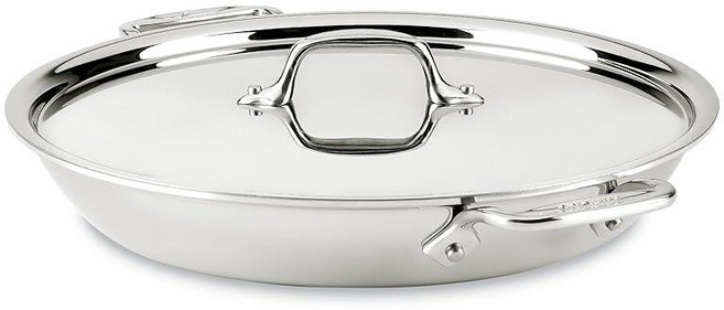 All-Clad D3 3겹 스테인리스 스틸 범용 팬 뚜껑 포함 2.8L(3쿼트) 인덕션 오븐 브로일러 사용 가능 600F 냄비 및 팬 조리기구 실버, All-Clad D3 3겹 스테인리스 스틸 범용 팬,