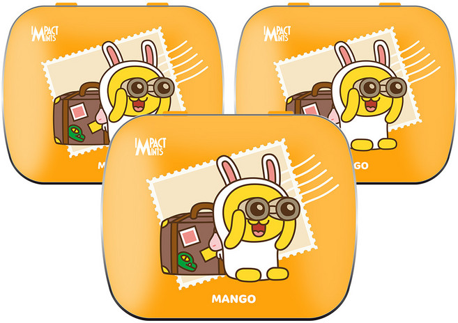 임팩트 민트 카카오프렌즈 캔디 망고 무설탕 사탕, 15g, 3개