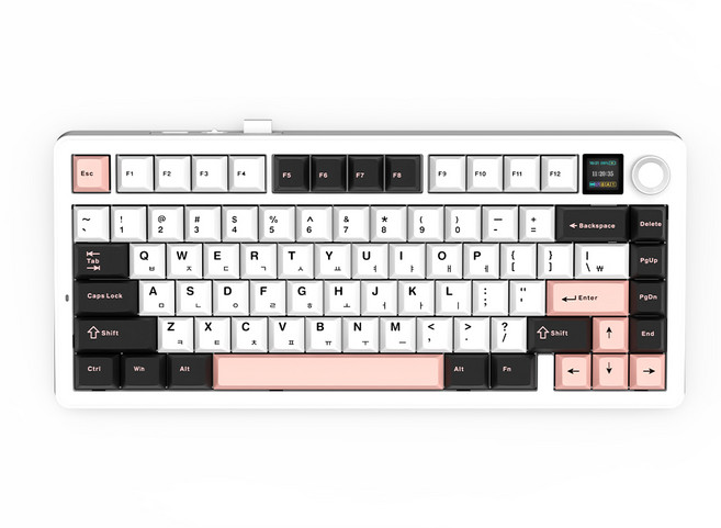 AULA 독거미 LCD 기계식 유무선 텐키리스 키보드 LEOBOG, 올리비아 화이트, F75Max, 경해축