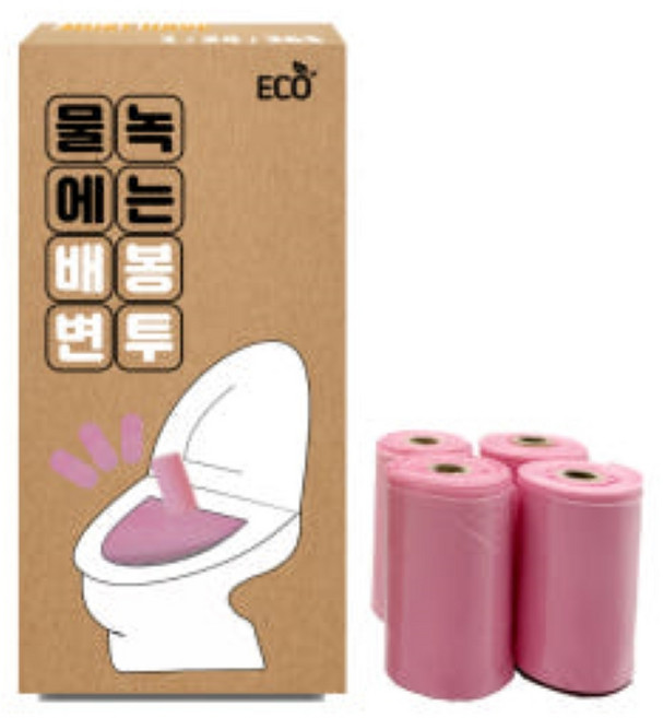 물에녹는 배변봉투 변기에 버리는 풉백 강아지 똥츄 푸푸백, 핑크, 1박스, 40개입