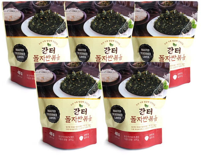 장터 돌자반볶음 김자반 밥반찬 김가루, 5개