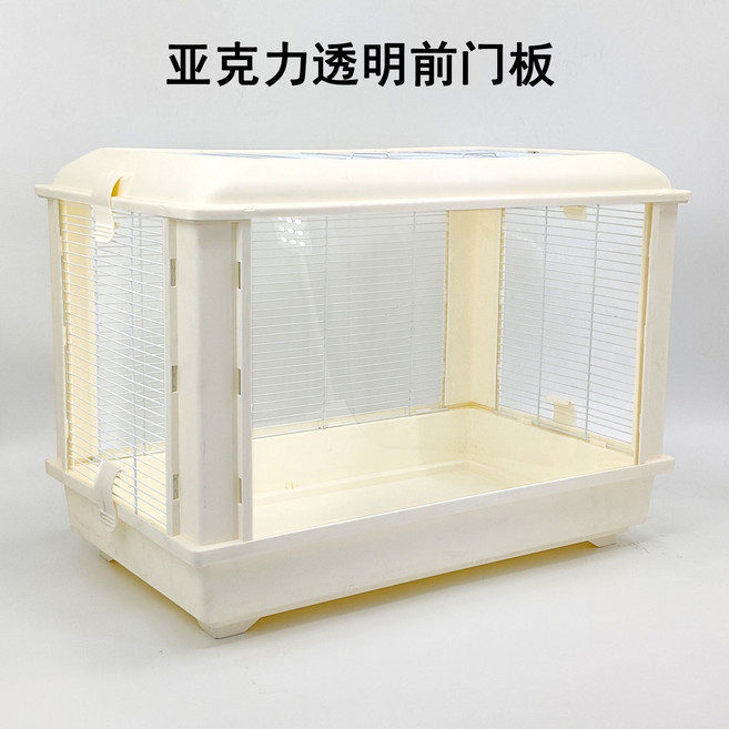 豪華加高倉鼠籠子 亞克力透明前門板 金絲熊, 1個, 裸籠-60*36*45cm四面鐵絲-黑色-（前網可開門）