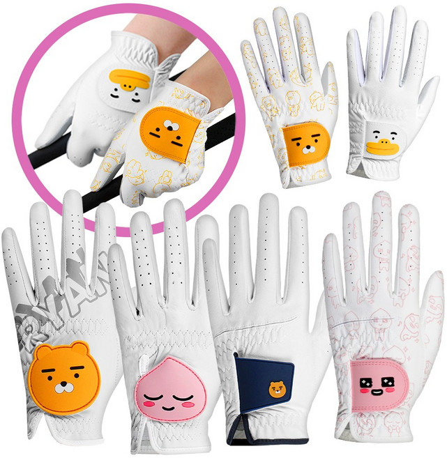카카오프렌즈골프 여성 남성 아동 골프장갑 모음 반양피 천연양피 테트라 연습용 필드용
