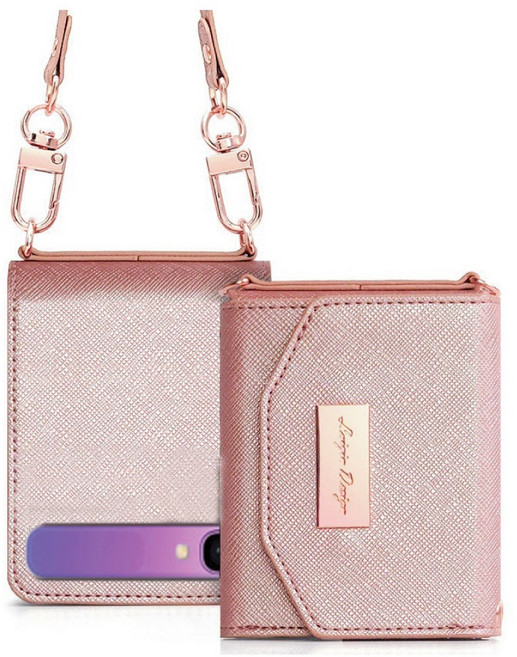 갤럭시 Z플립1 / 플립2 공용 _ 키치 지폐1칸+카드4장 수납 지갑형 케이스 + 핸드스트랩