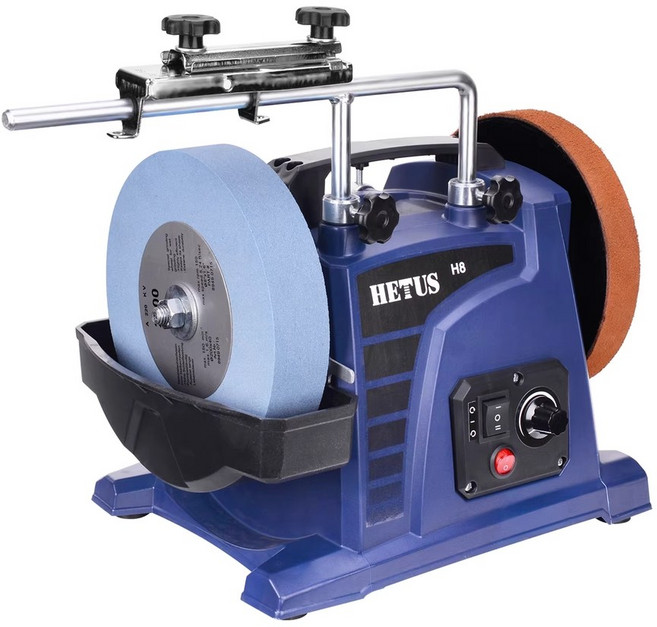 전동 칼갈이 칼 연마기 그라인더 샤프너 연삭기 숫돌, 1개, 8인치 칼갈이기 + 단도클립 500목