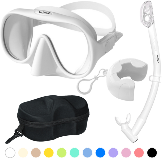 써핏 물유입차단 접이식 스노쿨링 세트, 소프트 화이트