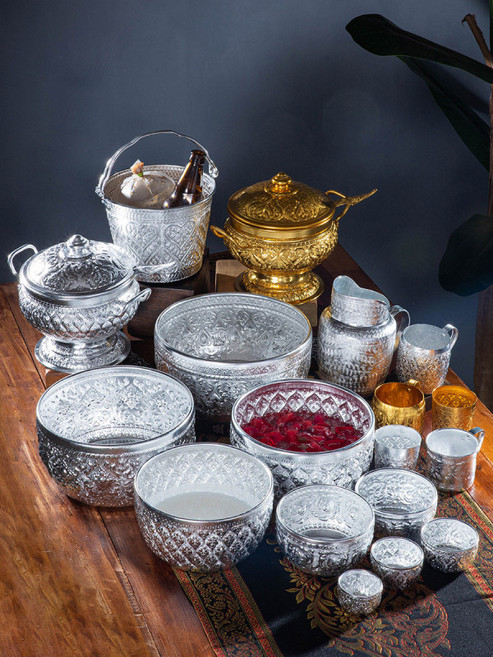 태국 은술잔 주석잔 그릇 과일 식당 소주잔 은잔, 1개, 지름 10cm