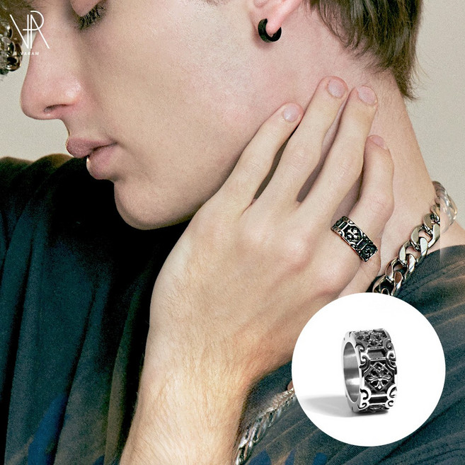 VARAM 써지컬316L스틸 엔틱 유화 볼드 아르비온 디자인 반지