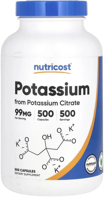Nutricost 칼륨 99mg 캡슐 500정, 1개 - 쿠팡