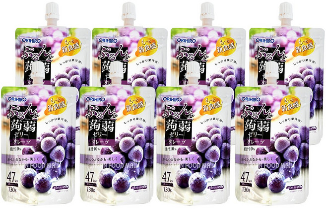 오리히로 푸룬또 곤약젤리 포도맛, 130g, 8개