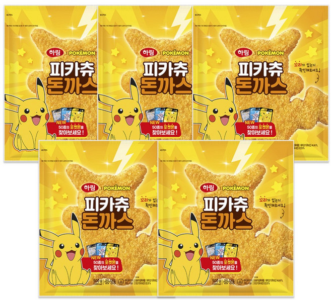 하림 포켓몬 피카츄 돈까스 500g, 5개
