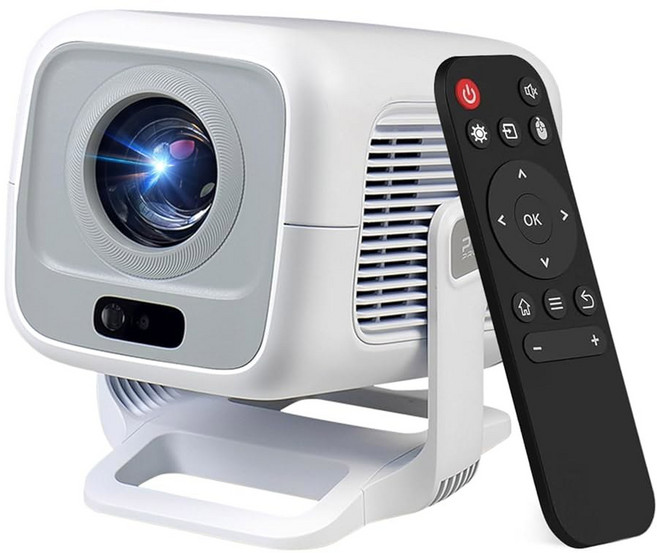 Wi Fi 및 Bluetooth가 탑재된 미니 안드 TV OS가 기본 1080P 4K 지원 휴대용 180 회전 가능 AI 자동 초점 키스톤 35 130인치 화면 비디오