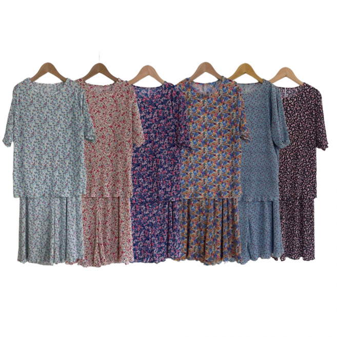 여름 파자마세트 주름상하세트 플반바지 홈웨어 촌캉스 여름잠옷 5부세트