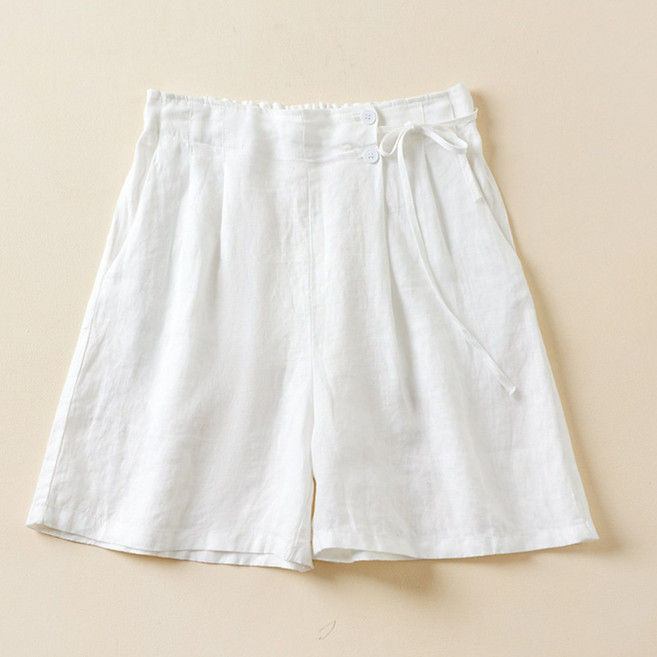 플랜앤유 여자 여름 린넨 4부 빅사이즈 허리밴딩 숏 팬츠 데일리 반바지