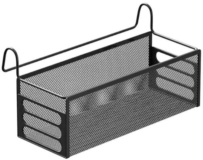 GHSHOP 침대 옆 수납 바구니 침대 옆 선반 걸이 정리대 기숙사 침대 및 이층 침대 호텔 전화 책 음료 티슈, 철, 검은색