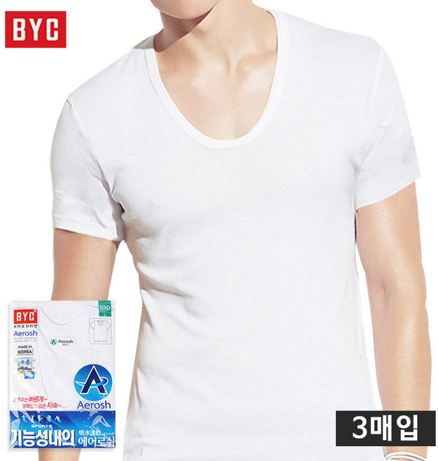BYC 남성용 기능성 에어로쉬 티반 반팔런닝 3장1세트 BYAMZ1118