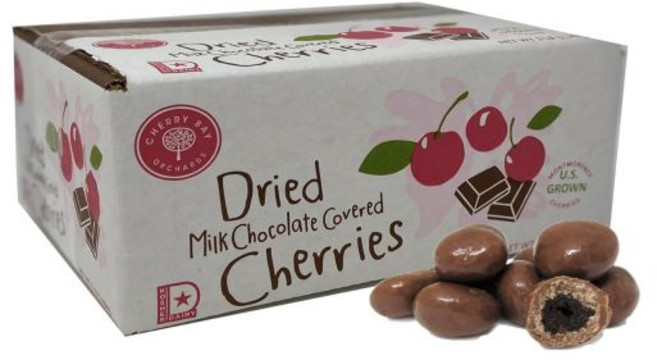 Cherry Bay Orchards 초콜릿 코팅 체리 베이 오차드 다크 3파운드 박스 건조 타트 몽모렌시 100% 산 재배자 소유 없음 색소 무첨가 코셔 인증, 밀크 초콜릿
