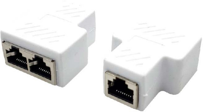 RJ45 網路三通頭 乙太網路延長一分二轉接頭, 百兆 白色, 1個