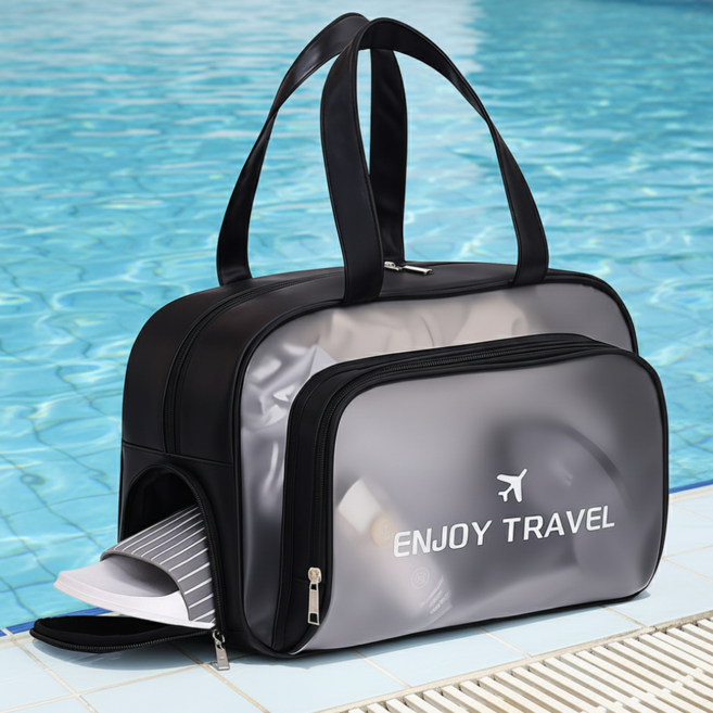 로렌드 방수 슬리퍼 수납 수영가방, 블랙