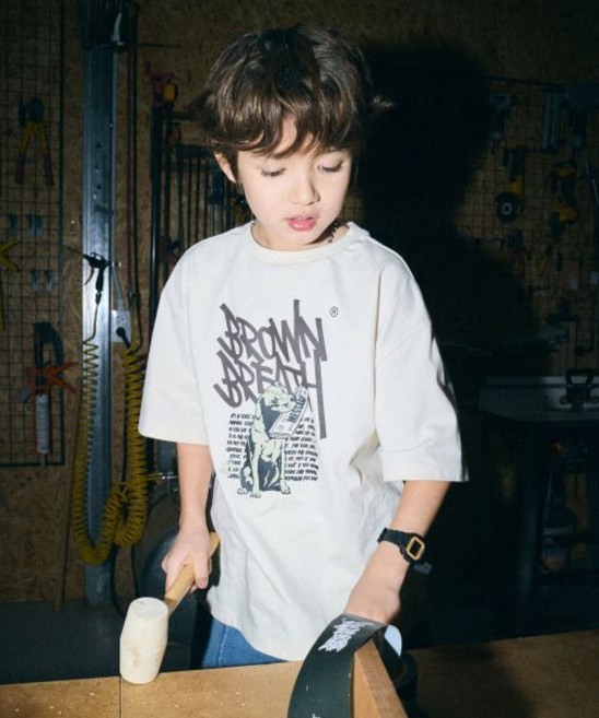 브라운브레스 KIDS brownbreathkids KIDS DELIVERY TAG TEE - CREAM