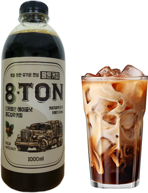 [팔톤커피] 디카페인 헤이즐넛 콜드브루 원엑(달달한 맛), 1개, 1개입, 1L