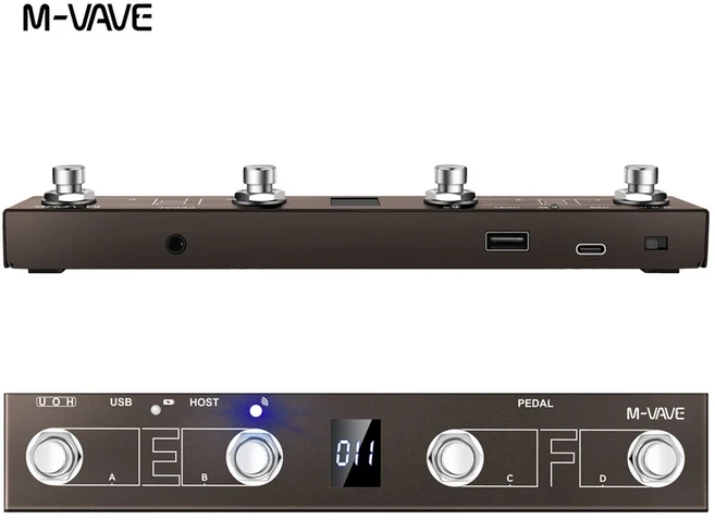 M-VAVE 초콜릿 플러스 휴대용 무선 MIDI 풋 컨트롤러 - 4버튼 BT 페달 충전식 앱 제어 기능 포함/음악가, 02 Chocolate Plus
