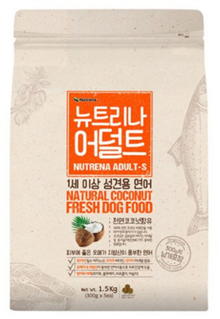 뉴트리나 어덜트 1세이상 성견용 연어 애견사료, 2.1kg, 1개, 연어+채소