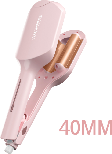 KIBOER U형 물결펌고데기 40mm 물결 고데기 세라믹 코팅 음이온 4단계 온도조절 헤어 케어, 핑크