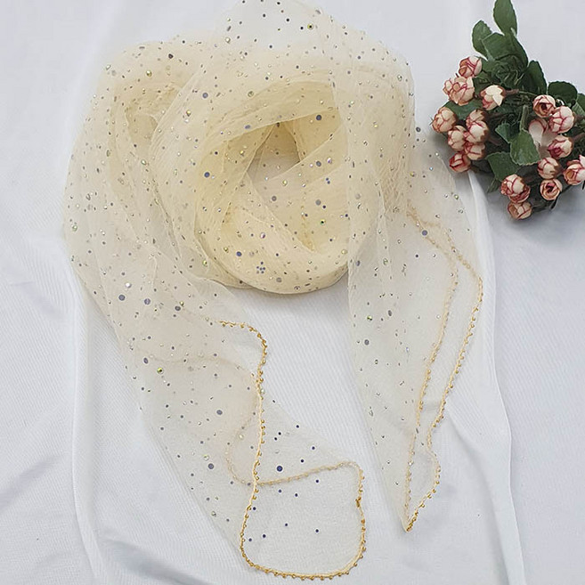 반짝이 패션 롱 스카프 시슬루 레이스 망사 머플러