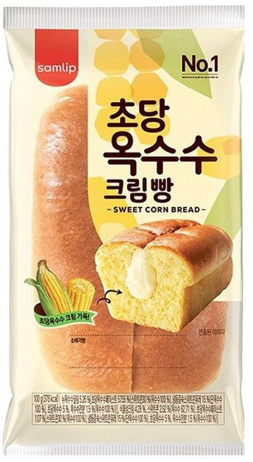 삼립 스위트 콘 초당 옥수수 크림 빵 달달 브레드, 100g, 2개
